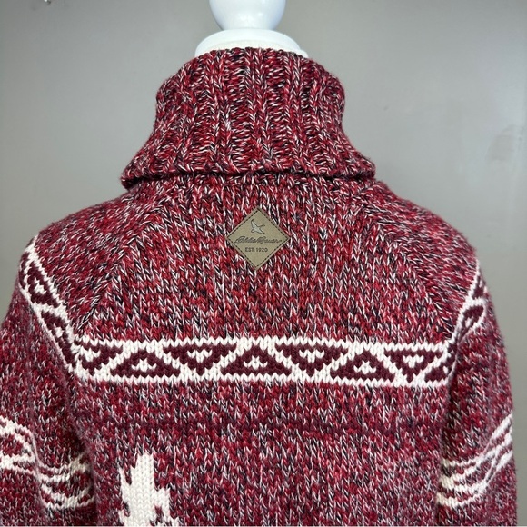Eddie Bauer Women’s Goose Logo Heavyweight Knit Zip Jacket Cardigan Red Medium - Picture 6 of 13